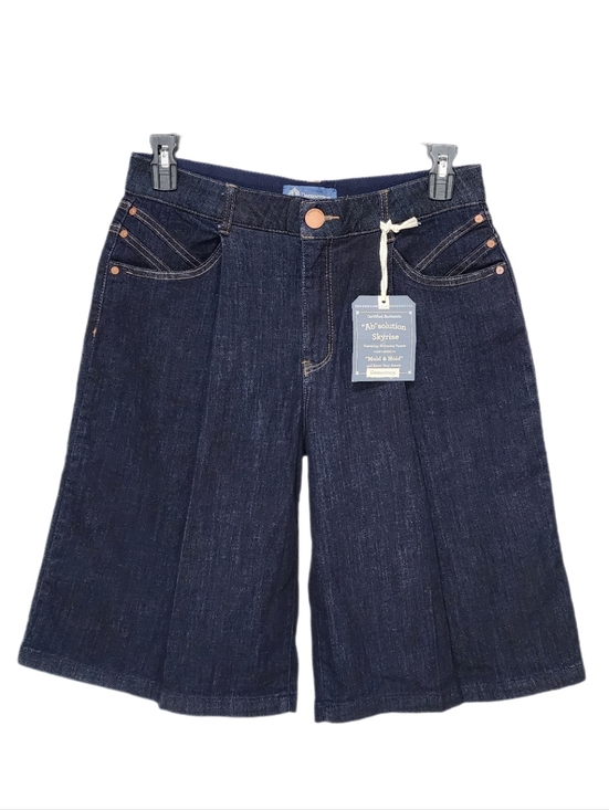 Democracy Pants - Democracy Pleated Front Relaxed Denim Bermuda Shorts Skyrise Ab Solution Indigo